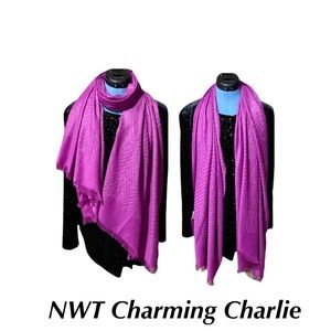 NWT Charming Charlie Purple/Silver Metallic Chevron Scarf